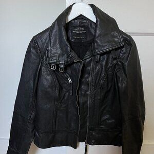 ALL SAINTS Belvedere Leather Classic Biker Zip Jacket Size 6